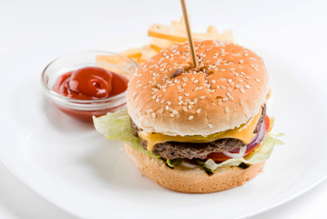 burger with french fries