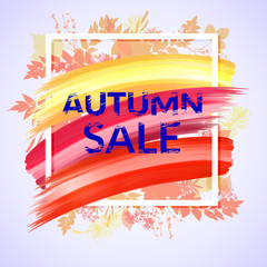 Colorful Autumn Sale Banner with foliage.