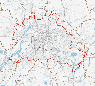 Map of Berlin city. Roads