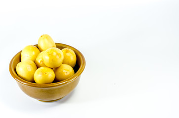 Group of fresh date palm fruits  on white background