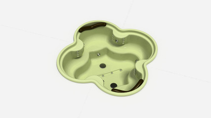 Green jacuzzi hot tub, bathtub isolated on white background