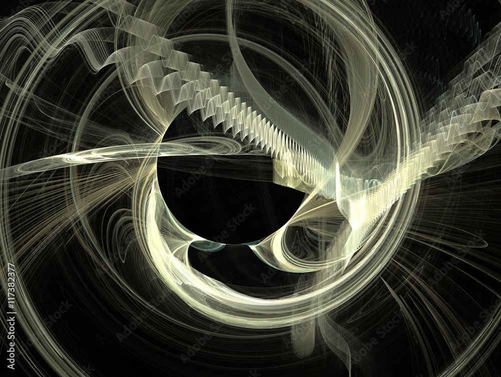 Wall mural colorful circular abstract fractal with intersecting threads
