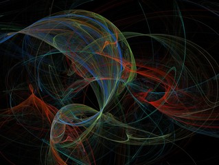 Colorful circular abstract fractal with intersecting threads