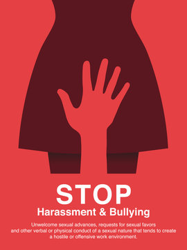 Hand of a man molest woman. Sexual harassment,Violence against women, Workplace bullying concept poster.