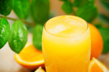 Orange juice with ice 