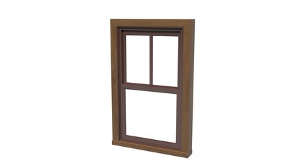 Window with wooden frame isolated on white background