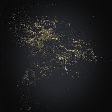 splash gold 3d rendering background