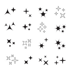 Sparkles line icons. Black  symbols vector