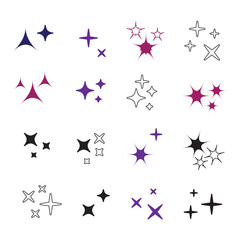 Sparkles line icons. Black  symbols vector