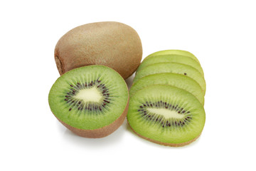 Sliced kiwi fruit isolated on white background.
