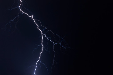Lightning in the night sky
