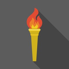 torch icon with long shadow for sports competition vector, flat design 
