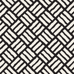 Vector Seamless Black And White Hand Drawn Pavement Diagonal Lines Pattern