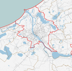 Map of Riga city. Roads - 117385399