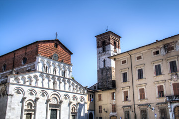 Fototapeta na wymiar The San Michele church in Foro in the medieval town of Lucca, Italy 