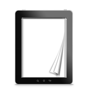 Black tablet computer with blank glossy pages - Tablet con pagine bianche lucide