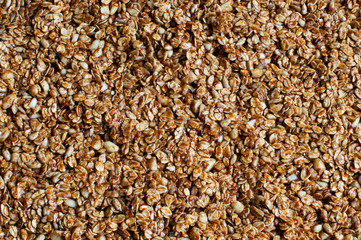 Textured food background. Uncooked granola