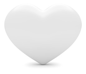 Glossy white heart on a white background, 3d illustration