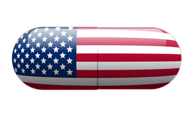 Pill wrapped in a United States Flag