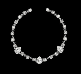 Handmade crystal necklace on black. 