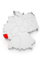 Saarland, Deutschland Bundesländer 3D