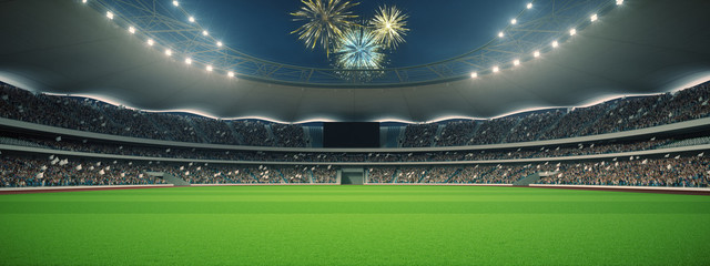 stadium with fans the night before the match. 3d rendering © 2mmedia