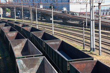 industrial railroad car and infrastructure, cargo transportation and shipping