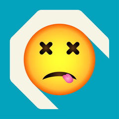 Emoticon dead face. Dead emoji. Isolated vector illustration on background. Emoji longshadow icon.