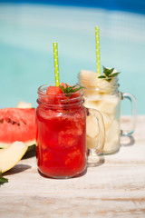 Cocktail with watermelon and melon 