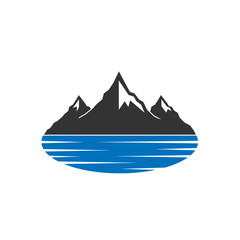 Mountains behind blue lake icon
