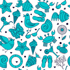 Vector seamless patterns for the summer theme