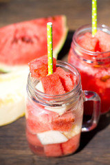 Cocktail with watermelon and melon 