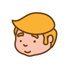 kid boy smile cartoon face icon. Isolated and flat illustration. Vector graphic
