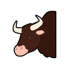 Bull animal farm pet character icon. Isolated and flat illustration. Vector graphic