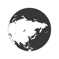 Planet map earth world sphere silhouette icon. Isolated and flat illustration. Vector graphic