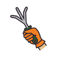 Rake hand garden gardening tool icon. Isolated and flat illustration. Vector graphic