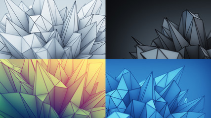 Set of abstract sci-fi polygonal 3D shapes