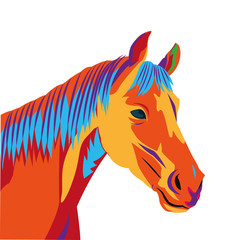 flat design colorful horse drawing icon vector illustration