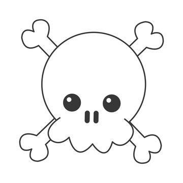 flat design kawaii skull and bones icon vector illustration