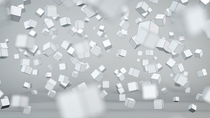 Chaotic cubes particles abstract 3D render