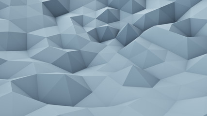 Triangle polygons vibrating chaotic 3D render