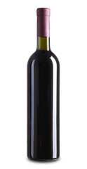 Red wine bottle isolated over white background