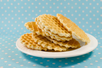 Wafer cookies on a plate