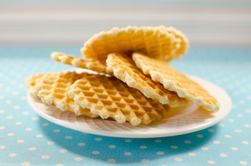 Wafer cookies on a plate