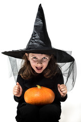 Little Halloween Witch  With Pumpkin