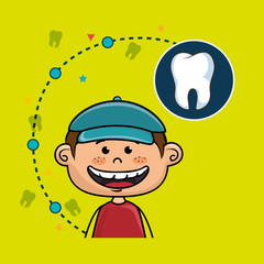 Smiling child, dental care,boy with a cap