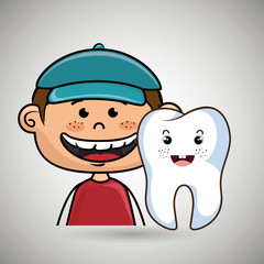 smiling cartoon child with a big tooth