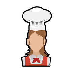 Chefs hat chef woman female avatar person icon. Isolated and flat illustration. Vector graphic