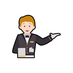 Waiter male avatar suit person icon. Isolated and flat illustration. Vector graphic