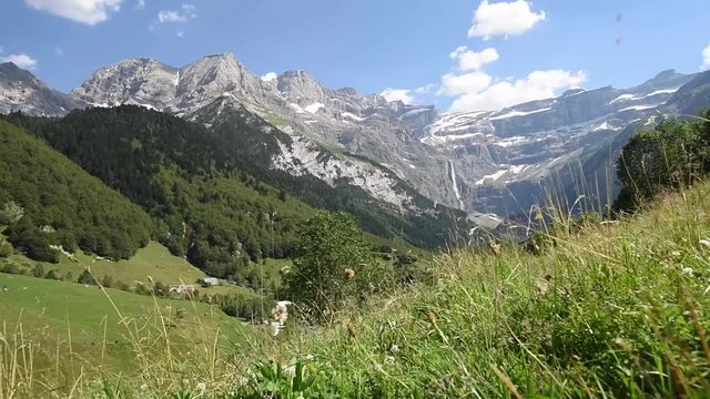 Aerial view of Cirque de Gavarnie, Pyrenees mountains, France